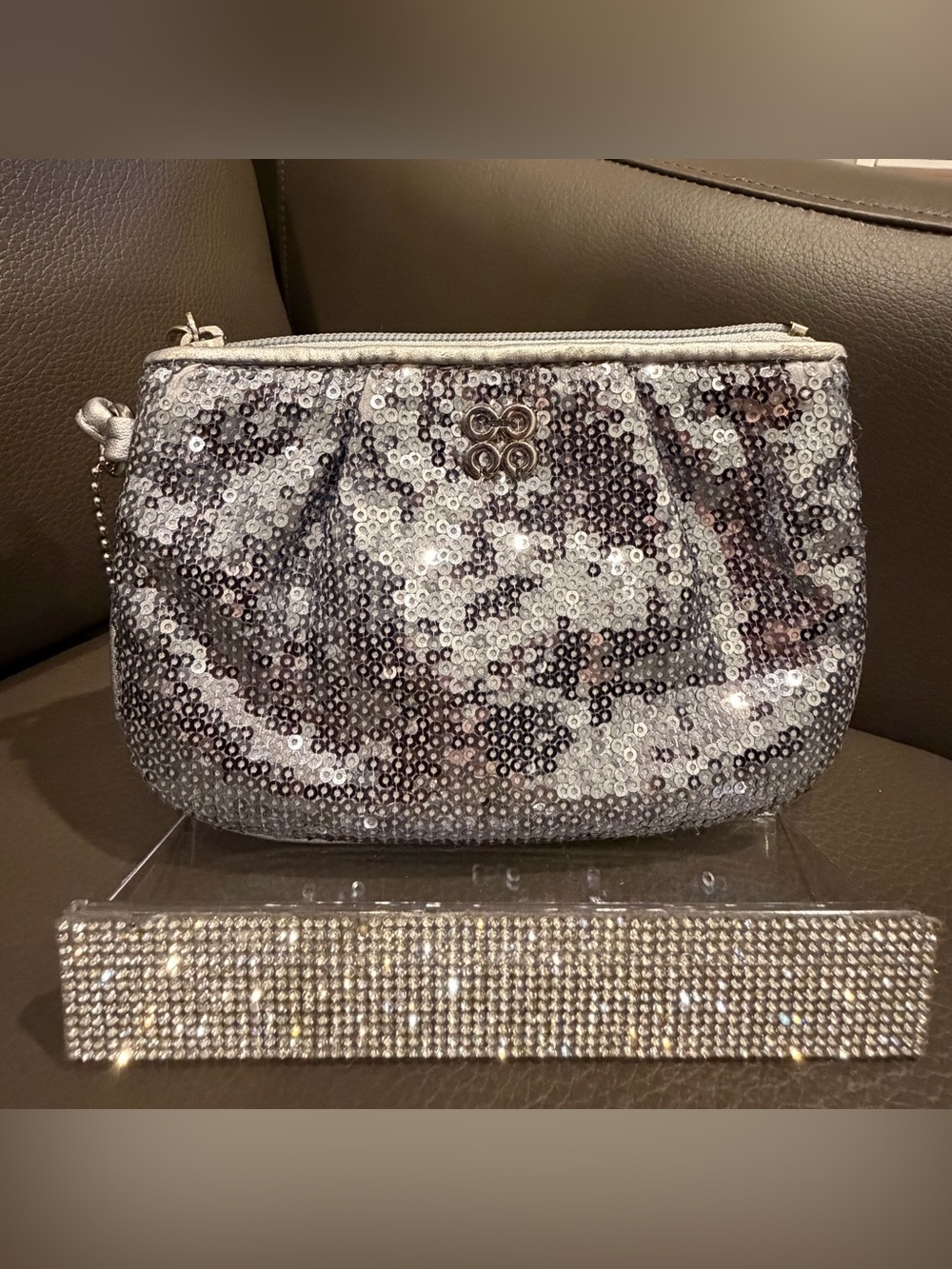 Coach Silver Sequin Wristlet